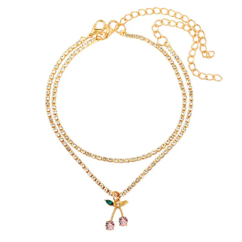 Crystal Fruit Anklets for Women - Fashionable Beaded Ankle Bracelet with Natural Stones - Perfect for Summer, Beach, Boho Style & Festival Accessories