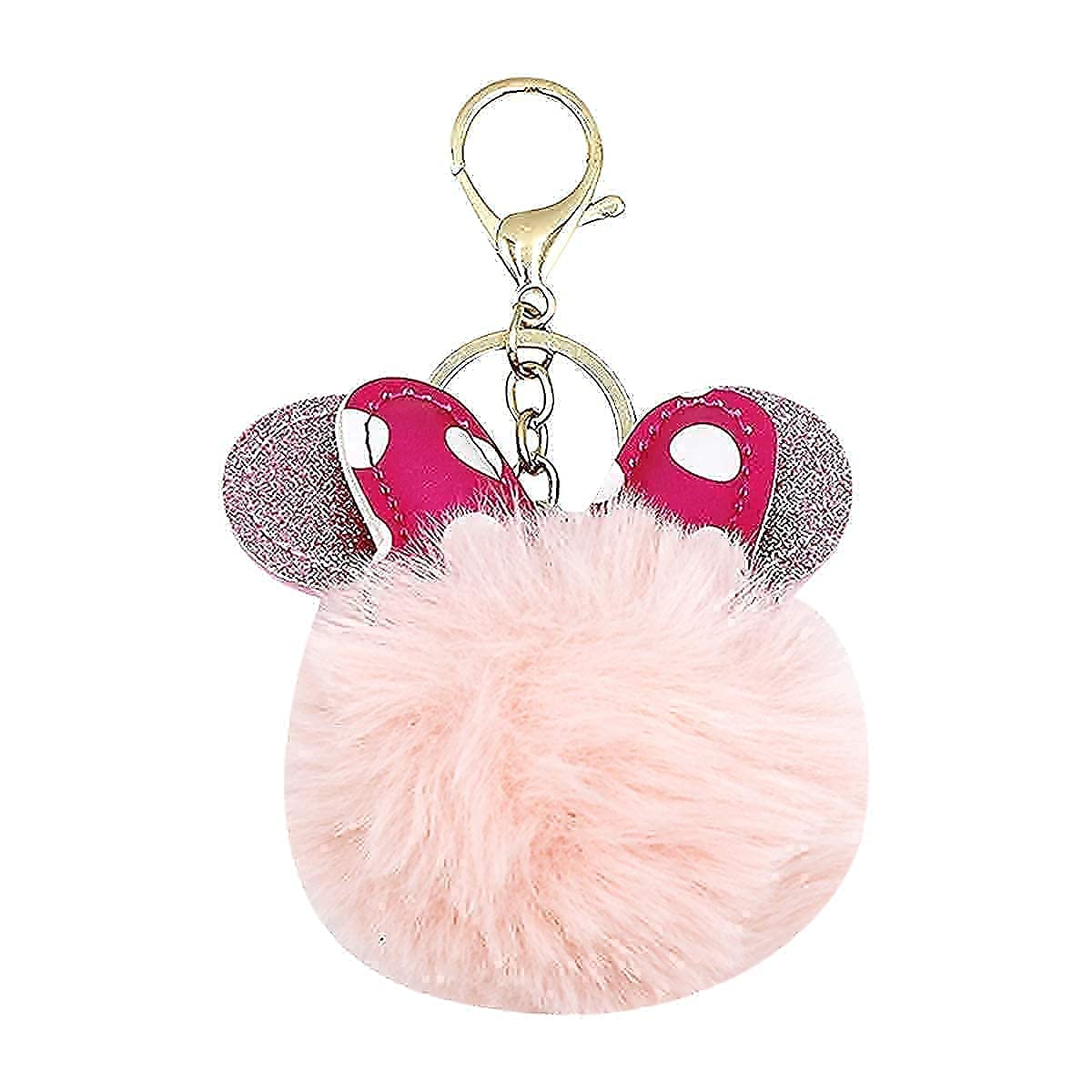 Cute Pink Mini Crossbody Purse for Toddler Girls - Small Wallet with Mouse Ears, Bowknot & Pompom Keychain - Perfect for Disney Trips, Birthday Gifts & Daily Use