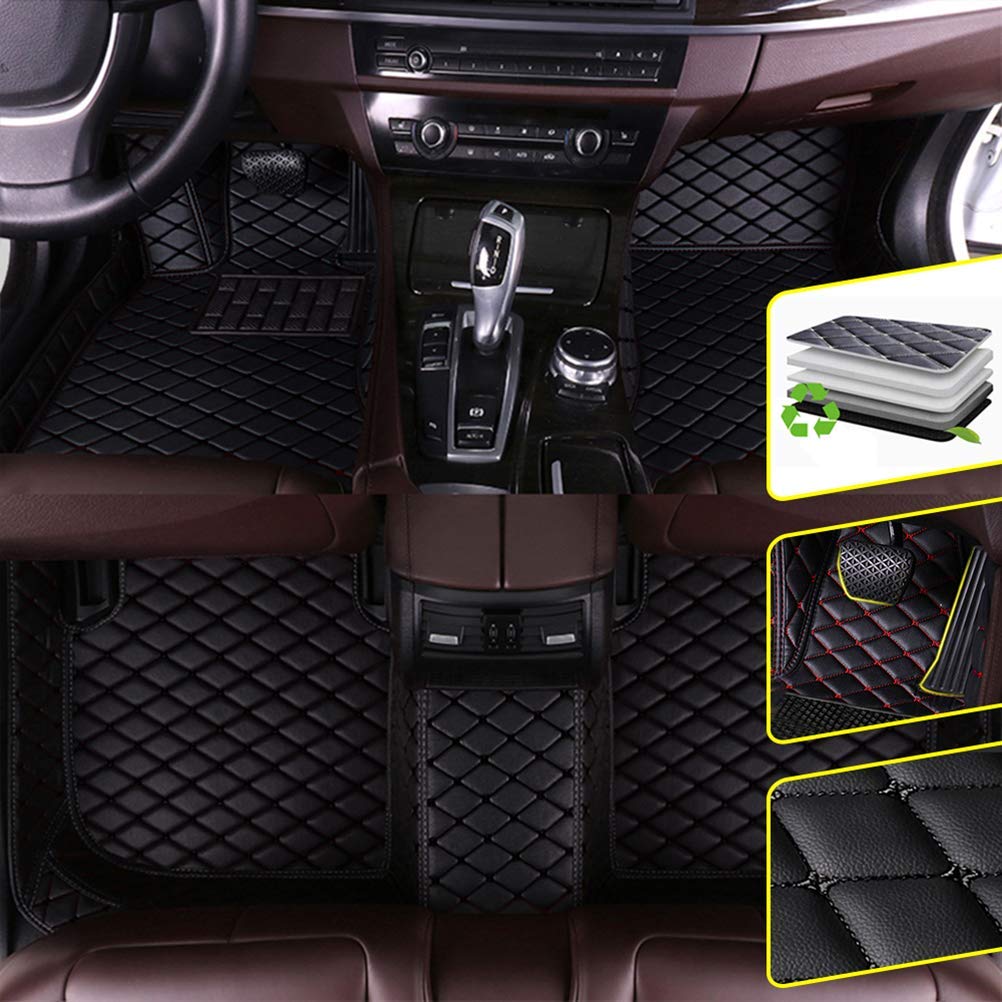 Premium Custom Fit Car Floor Mats for BMW X1 E84 (2009-2014) - Waterproof Non-Slip Leather Auto Floor Liners - Complete Set of 4 Black Interior Accessories | Perfect for Daily Commute, Road Trips & All-Weather Protection
