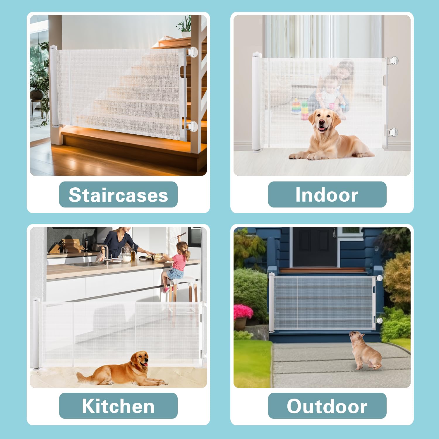 203 Inch Extra Wide Retractable Baby Gate for Doorways & Stairs - Indoor/Outdoor Safety Barrier for Kids & Pets - 35