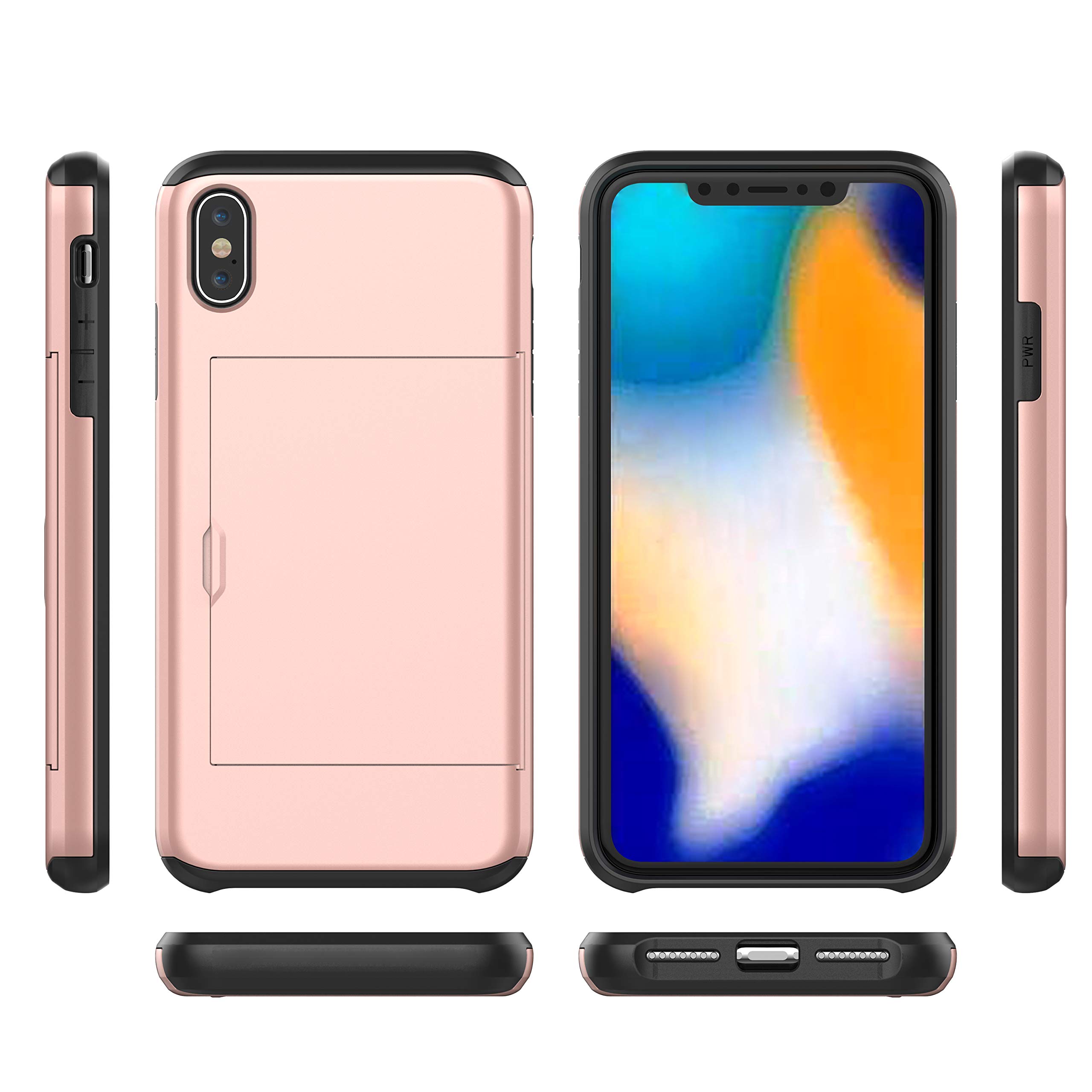 SORAKA iPhone X / Xs Wallet Case with Card Holder - Dual Layer Shockproof Armor Cover (PC + TPU) - White - Perfect for Everyday Use, Travel & Business
