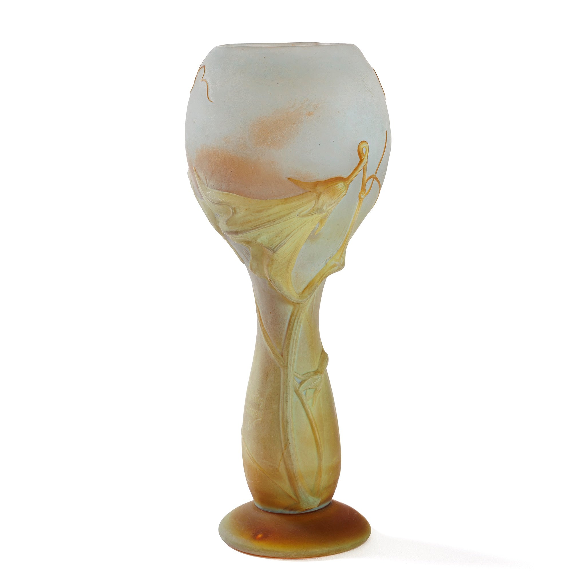 Daum Nancy Fleur de Coloquinte Cameo Glass Vase - Antique French Art Nouveau Collectible - Perfect for Home Decor, Wedding Centerpieces & Luxury Gifts
