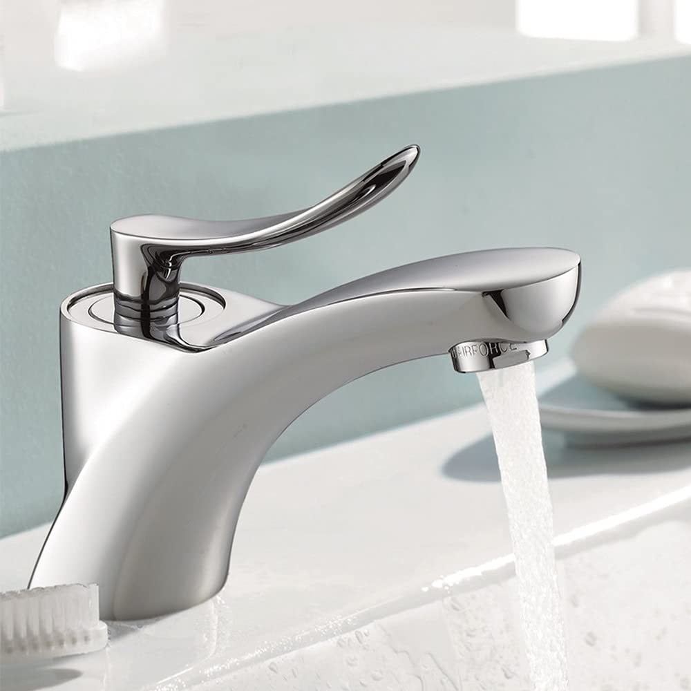 Classic Style Single Handle Bathroom Sink Faucet - Chrome Plated Hot & Cold Water Mixer Tap for Basin - Perfect for Modern Home Bathrooms and Powder Rooms