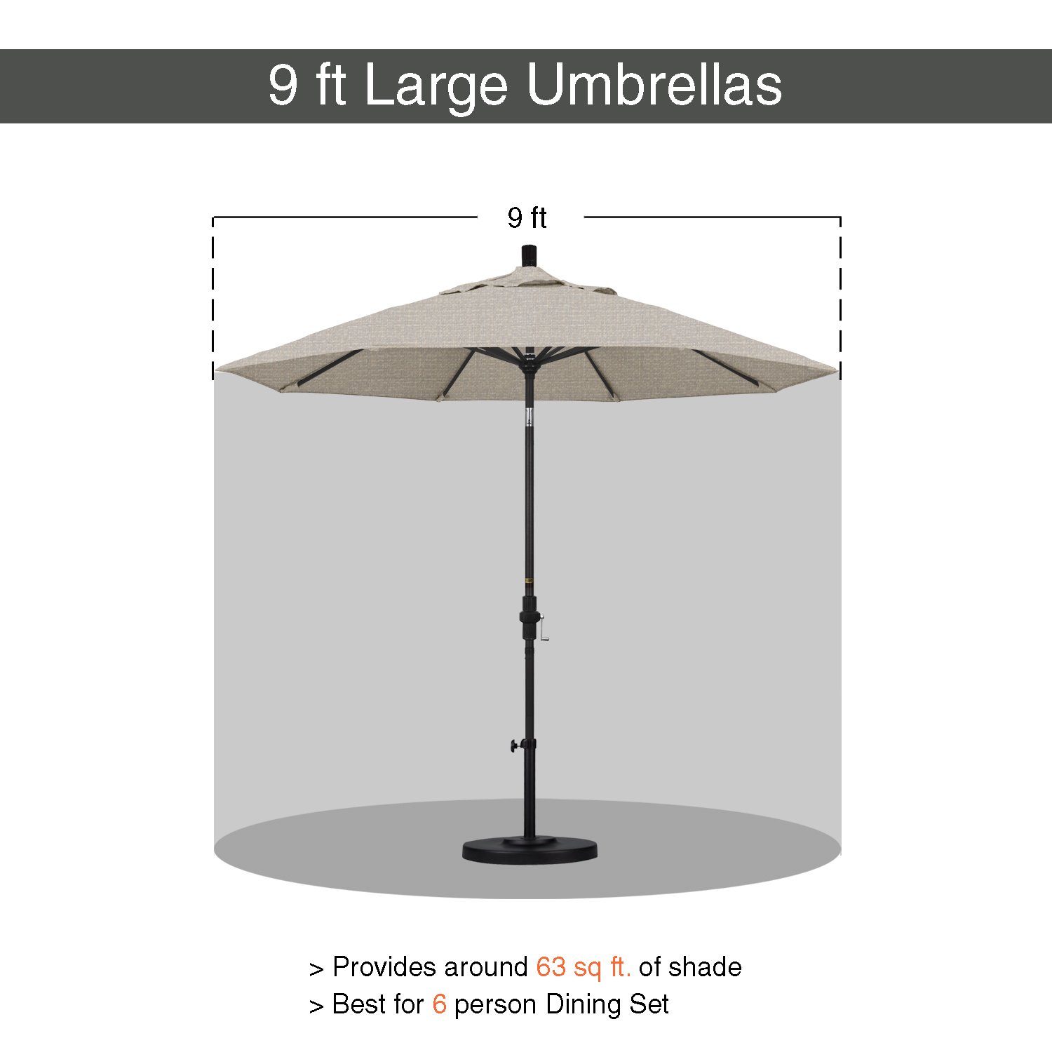 California Umbrella 9' Round Outdoor Patio Umbrella - Aluminum & Fiberglass Frame, Push Button Open, Silver Pole with Durable Olefin Fabric - Perfect for Poolside, Backyard, and Garden Relaxation