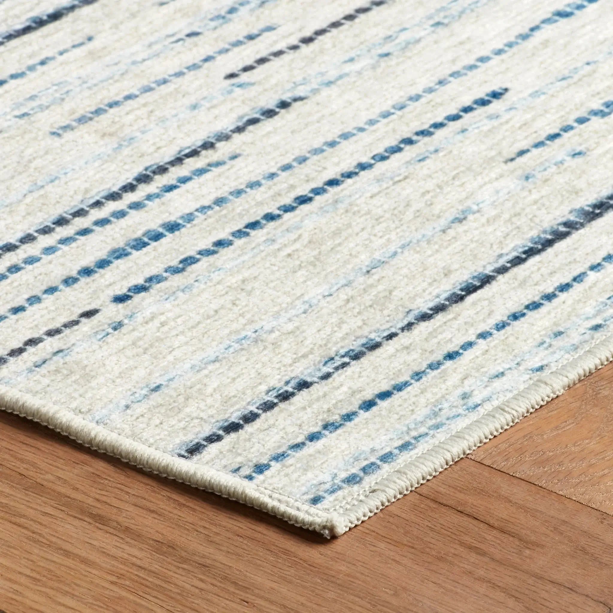 Elwood Blue Machine Washable Rug - Soft & Durable Indoor/Outdoor Carpet for Living Room, Bedroom, Patio - Easy Clean Low Pile Area Rug