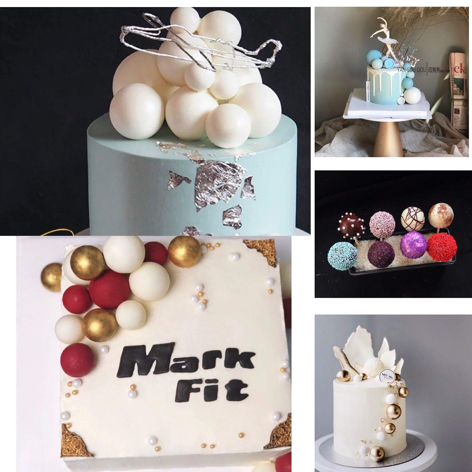 3D Half Round Pearl Fondant Silicone Molds for DIY Cake Decorating - Fondant, Biscuit, Cookie, Sugar, Pudding, Chocolate & Candy Making - Perfect for Wedding, Birthday Party and Holiday Dessert Decorations