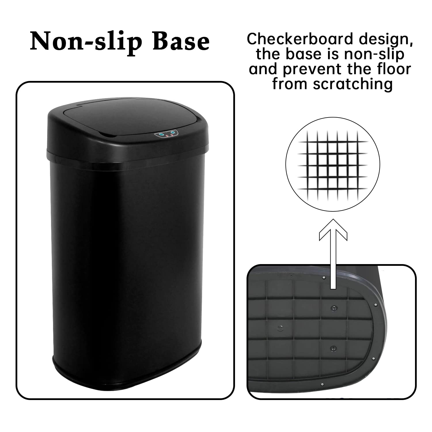 Stainless Steel 13 Gallon Automatic Touchless Trash Can with Lid - Large Capacity Garbage Bin for Kitchen, Home & Office (Black) | Perfect for Hands-Free Waste Disposal in Modern Spaces