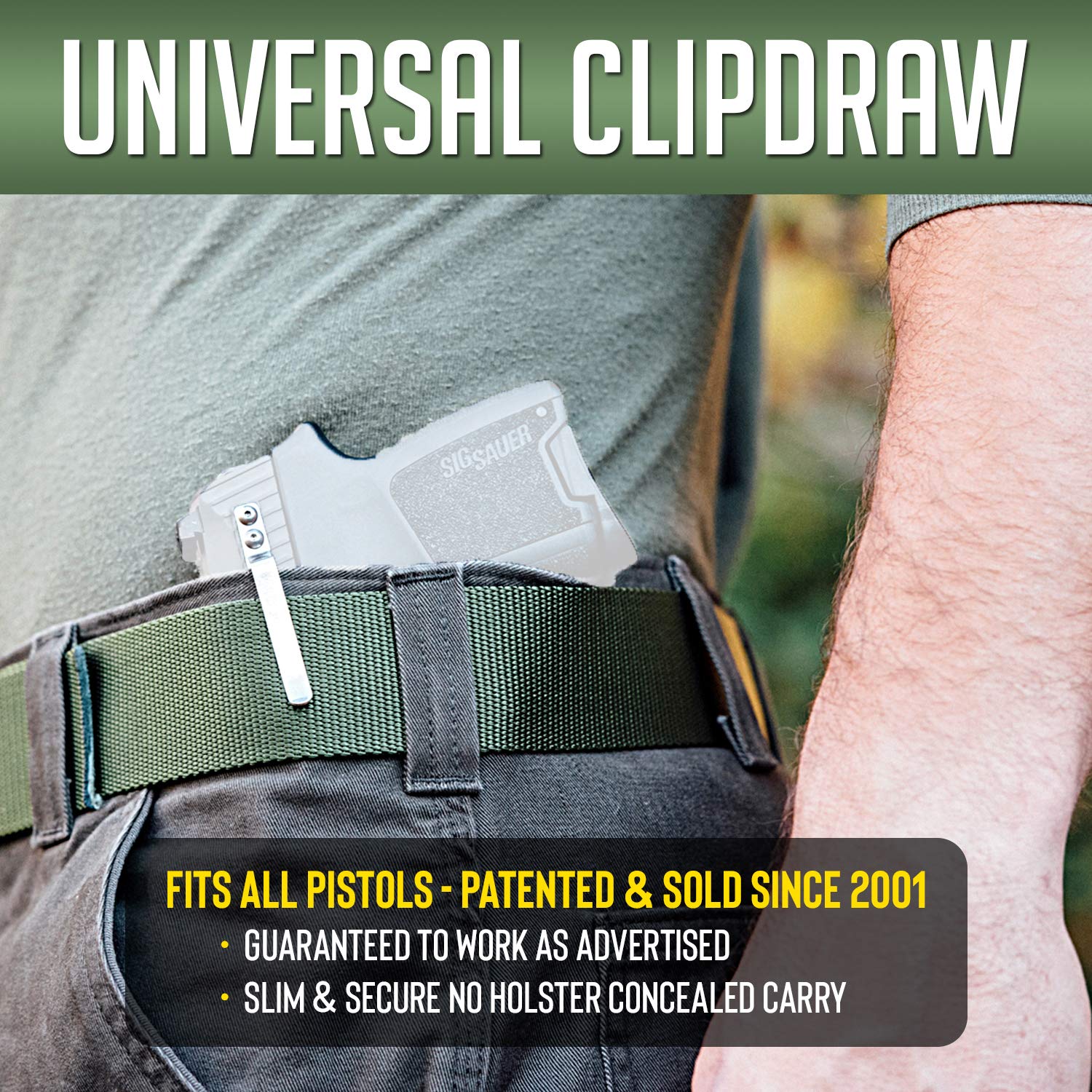 ClipDraw Gun Clip - Low Profile Slim Concealed Carry Holster for Pistols | Easy Installation | Made in USA | Perfect for Everyday Carry, Home Defense & Outdoor Activities