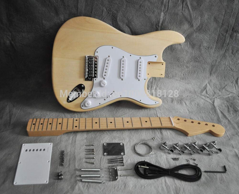 DIY Electric Guitar Kit - ST Style Basswood Body & Maple Neck with 21 Fret Fingerboard (39 Inch) - Perfect for Beginners, Home Recording & Live Performances