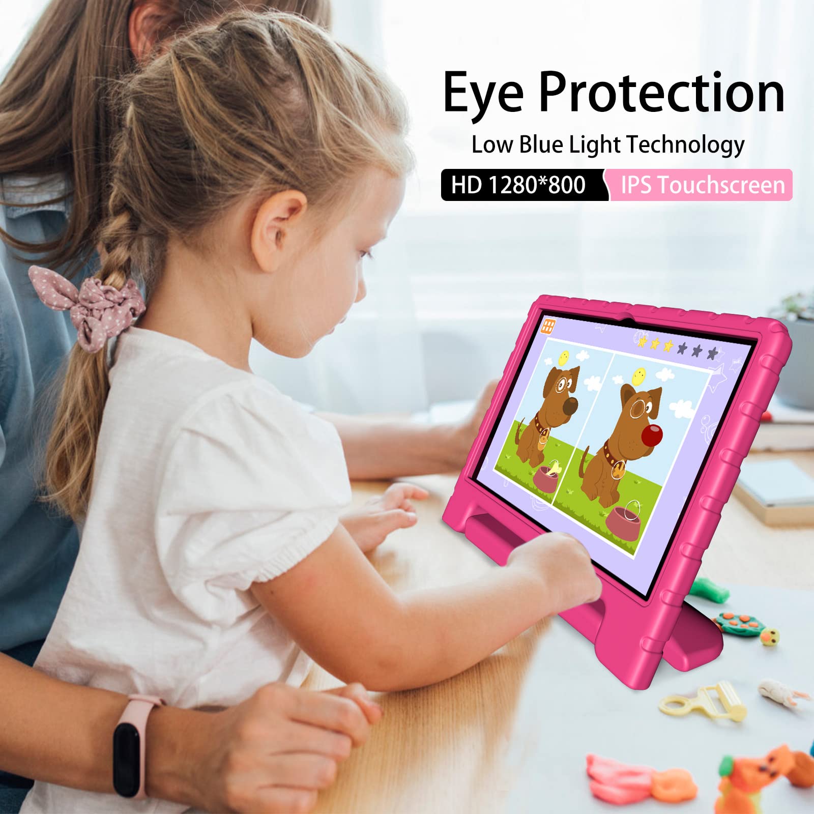 10 Inch Kids Tablet Android - 64GB Storage, Octa-Core Processor, WiFi 6, Long Battery Life with Parental Control & Google Kids Space | 1280x800 HD Display in Pink | Perfect for Learning, Games & Entertainment at Home or Travel