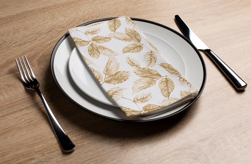 Premium Disposable Linen-Like Paper Guest Towels - 16 Pack with Elegant Gilded Leaves Design | Perfect for Weddings, Parties & Upscale Restrooms