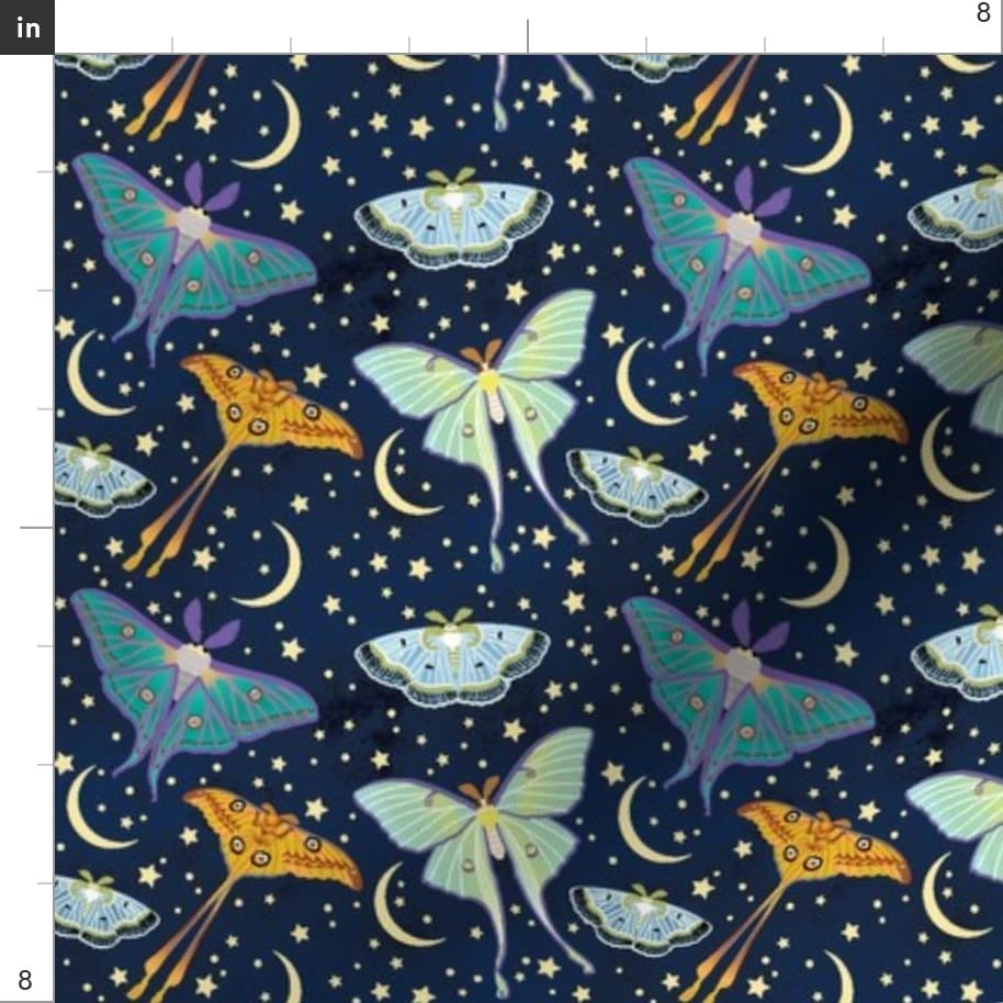 Moon Moths Printed Minky Fabric Fat Quarter - Soft Plush Fabric for Baby Blankets, Quilt Backing & Sewing Projects - DIY Nursery Decor & Cozy Home Textiles