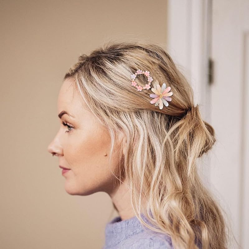 RECTYO GALLERY 4PCS Flower Hair Clips - Mini Alligator Hair Clips with Crystal Decorations, Hair Barrettes for Women & Girls (Floral Design) - Perfect for Weddings, Parties, Prom & Daily Hair Accessories
