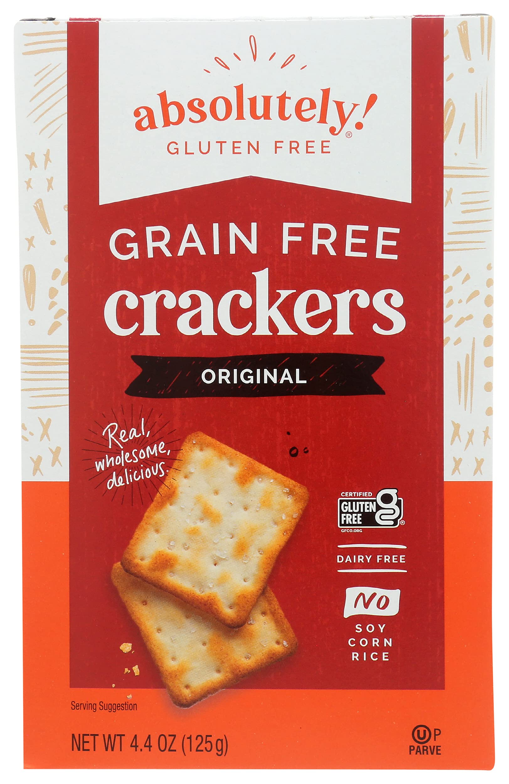 Absolutely Gluten Free Crackers - Original Flavor 4.4oz (Pack of 6) | Healthy Snack for Kids & Adults | Perfect for School Lunches, Office Snacks & Travel