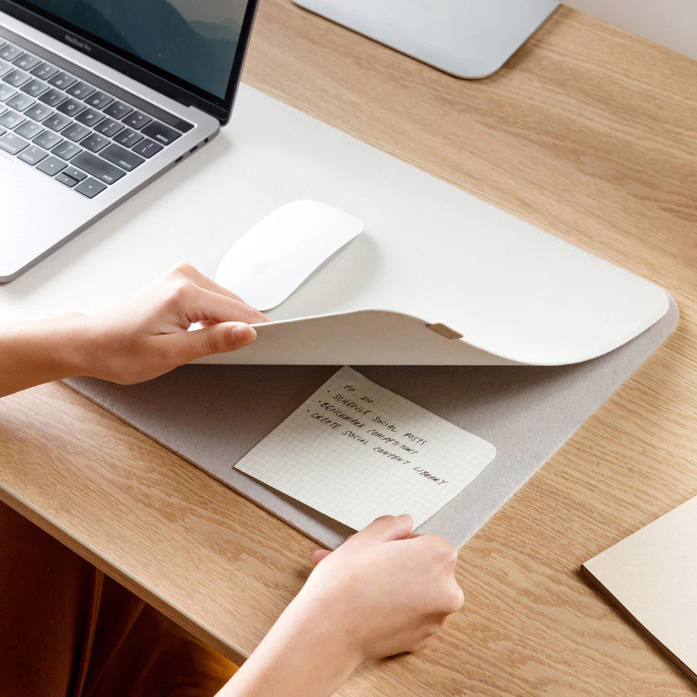 ORBITKEY Slim Desk Mat - Premium Stone Surface Office Desk Pad for Work & Study | Non-Slip Mouse Pad with Ergonomic Design for Home Office, Gaming & Workspace Organization
