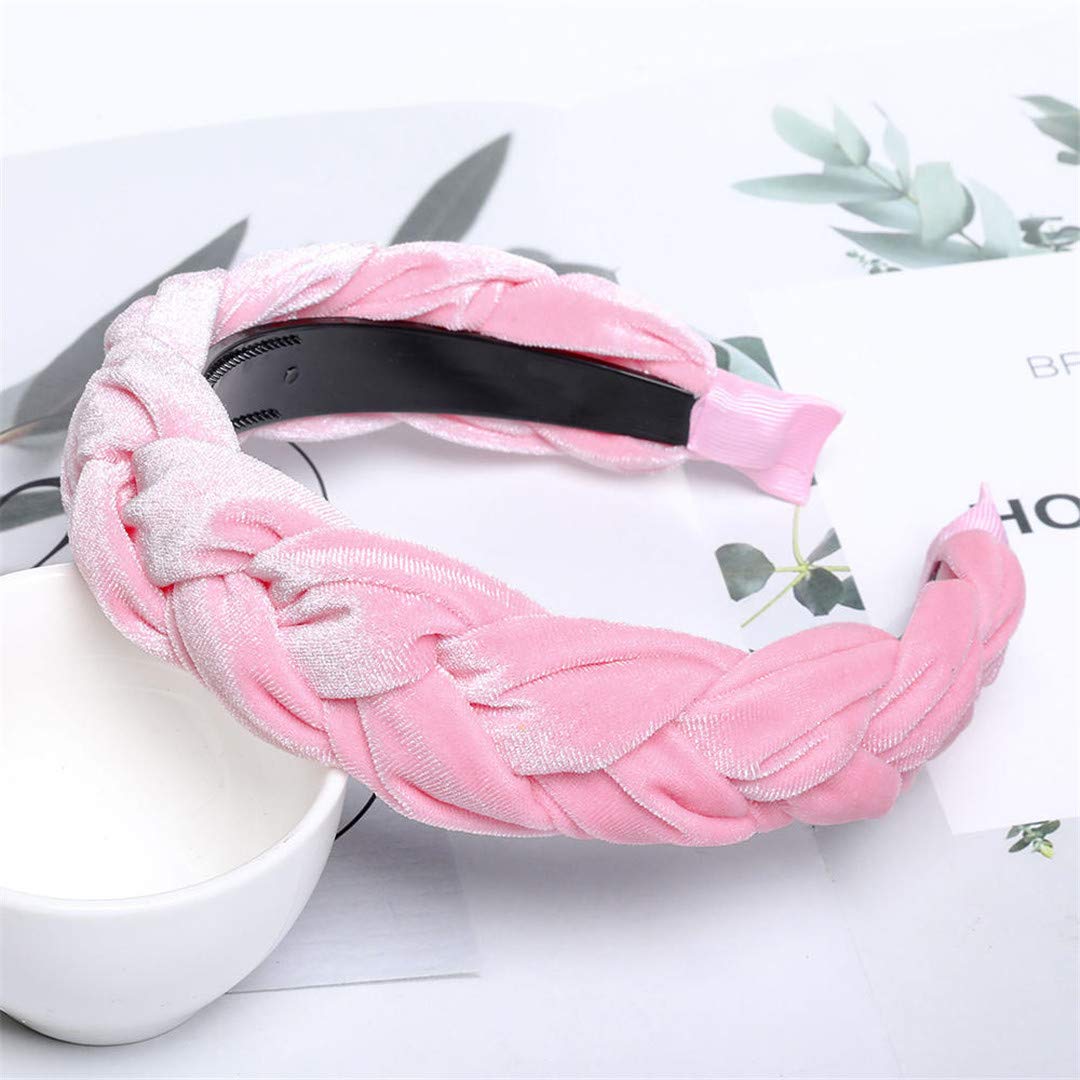 Korean Fashion Solid Velvet Fabric Braid Headband with Teeth - Women's Hair Accessories for Girls, Wide Hair Hoop for Twists & Styling - Perfect for Parties, Weddings and Everyday Wear
