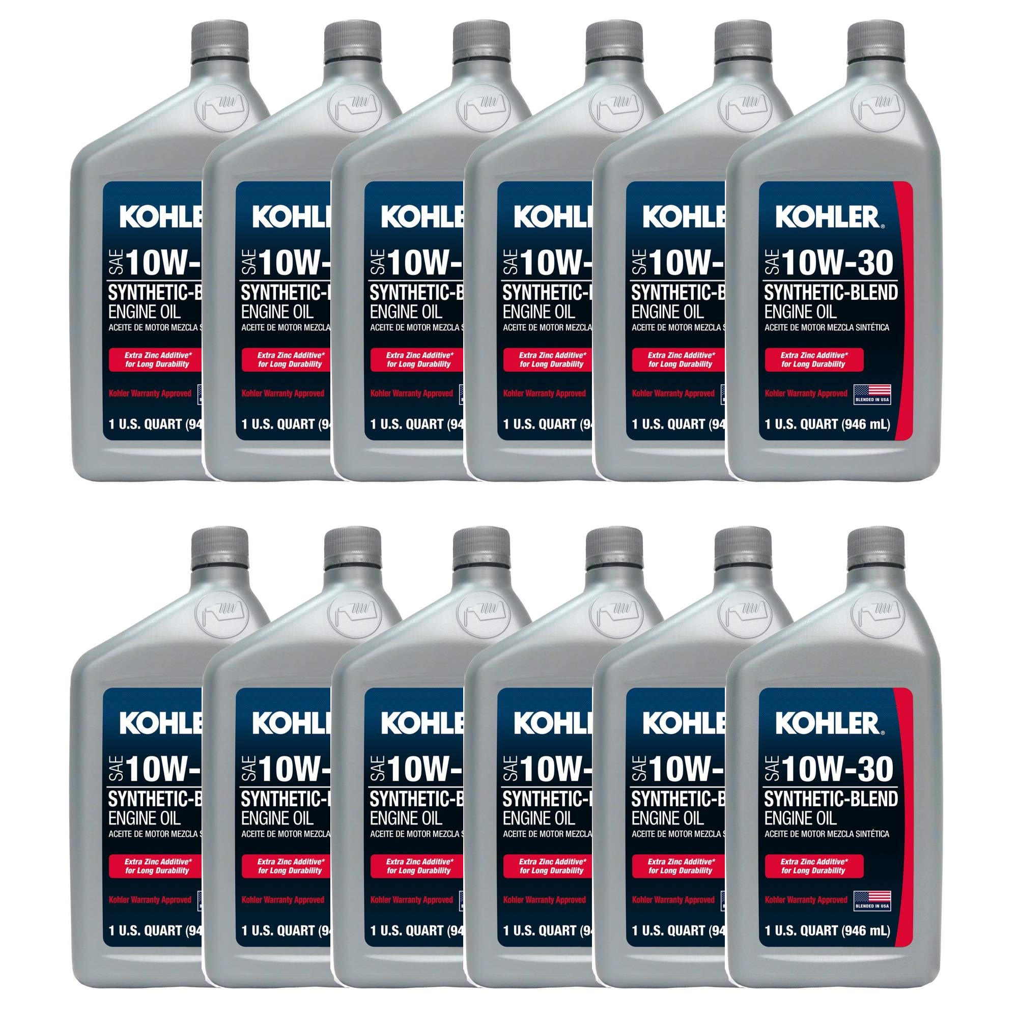 Kohler Synthetic Blend Universal 10W-30 Engine Oil - Case of 25 (Part # 2535764-S) - Ideal for Lawn Mowers, Generators & Small Engines