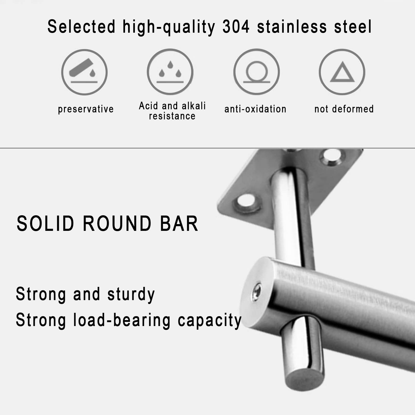 Stainless Steel Stair Handrail Brackets - Height Adjustable Wall Mounted Bannister Support with Screws (5 Pack) - Perfect for Indoor/Outdoor Staircases, Balconies, and Elderly Safety Rails