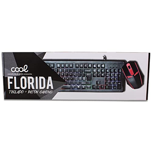 Spanish USB Wired Gaming Keyboard and Mouse Combo with Backlit LED - Perfect for PC Gaming, Office Work, and Typing (Florida Cool Design)