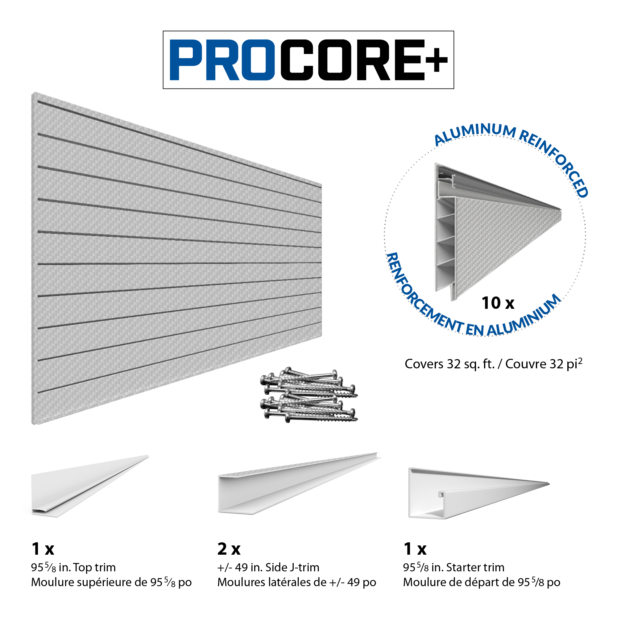 PROCORE+ Silver Grey Carbon Fiber Slatwall Mini Bundle - Wall Organizer for Retail & Garage Storage | Durable & Stylish Display Solution for Shops, Homes & Offices