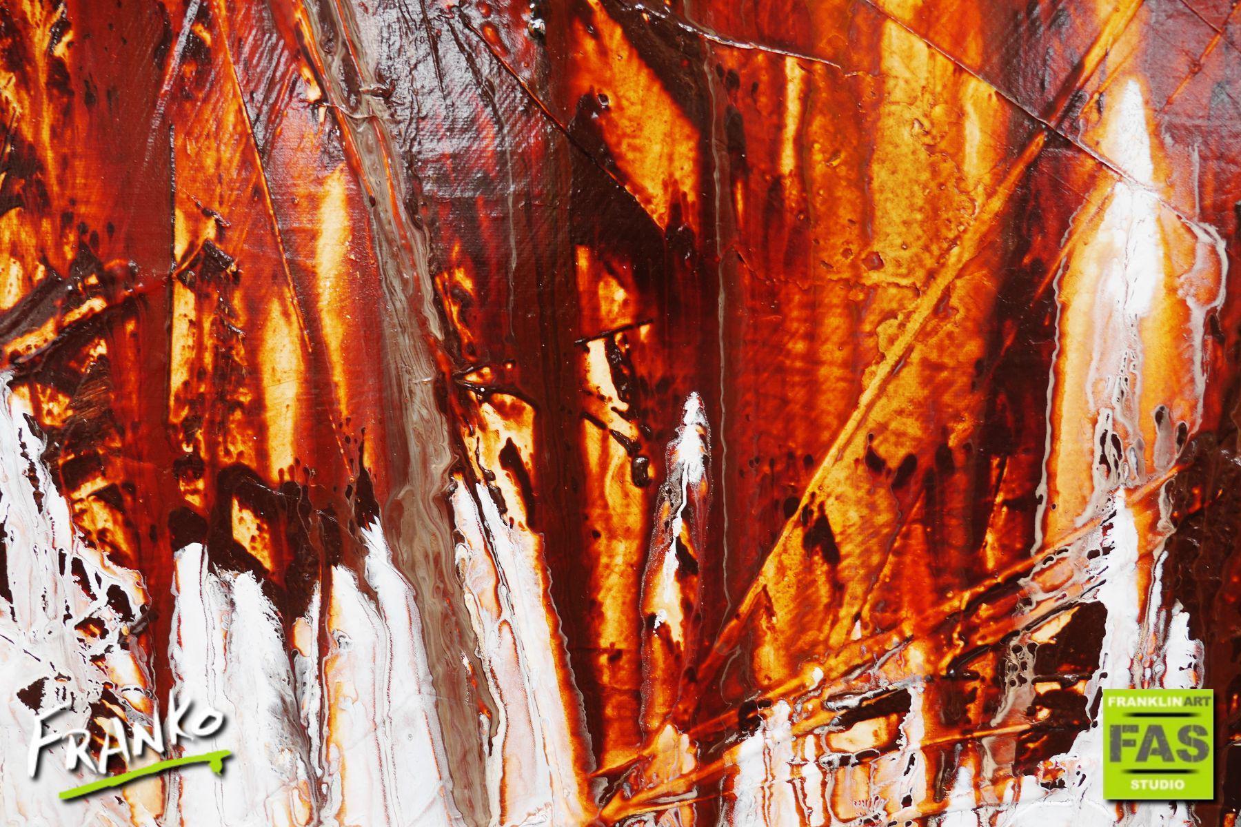 Rust & Lust 140cm x 100cm Brown White Abstract Canvas Art - Modern Wall Decor for Living Room, Bedroom & Office