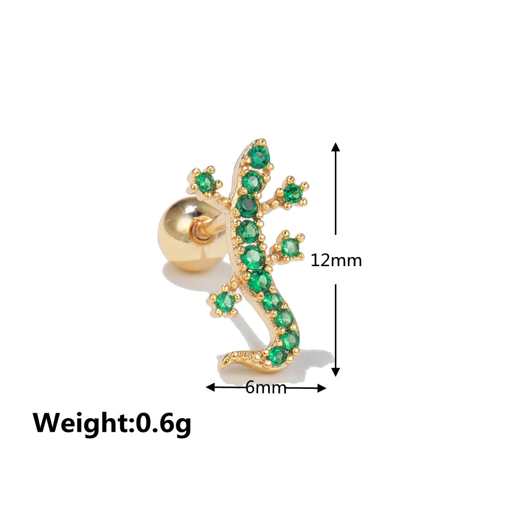 20G Lizard Conch Stud Animal Helix Piercings | EGD0285 - Unique Body Jewelry for Cartilage, Tragus & Helix Piercing - Perfect for Punk, Goth & Alternative Fashion Styles