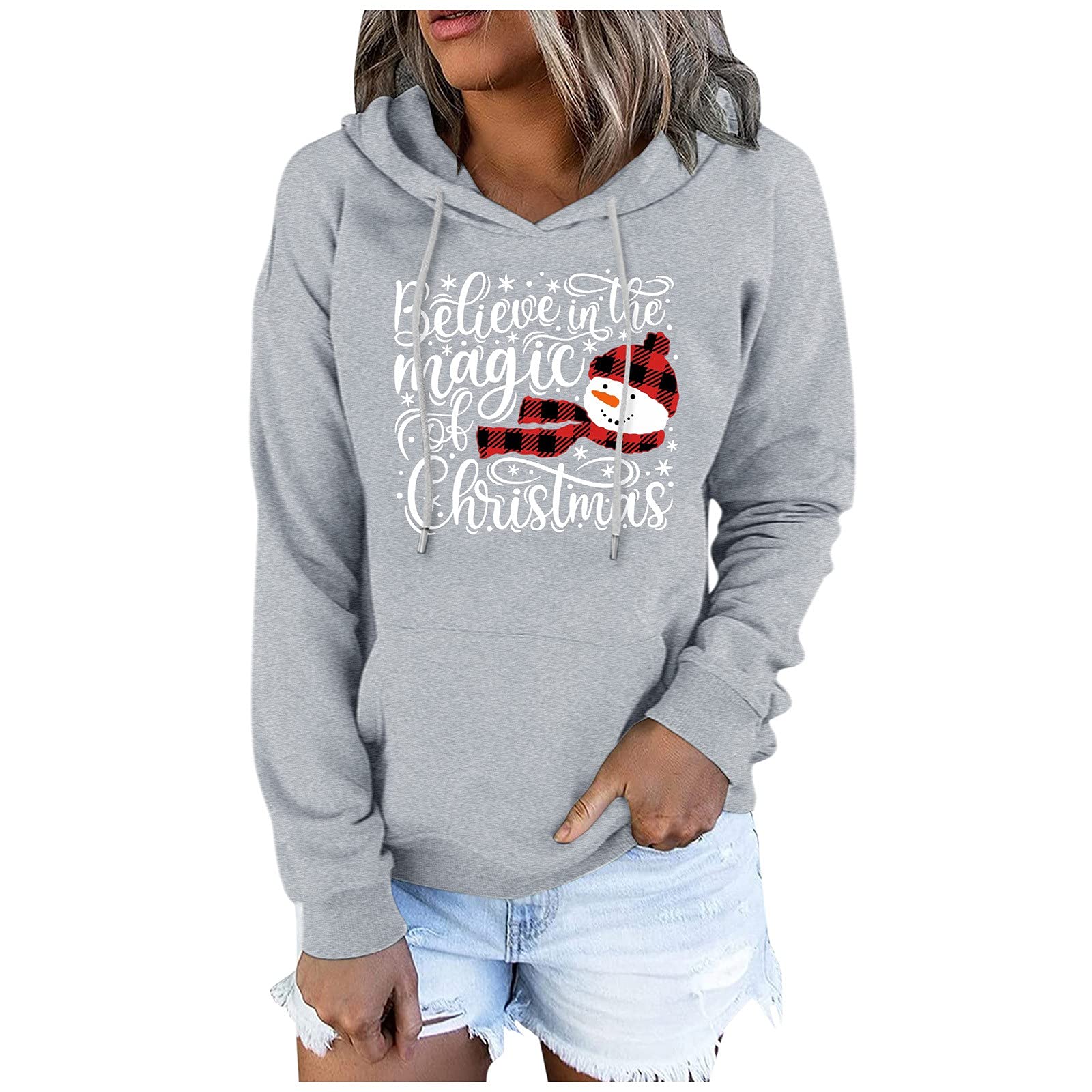 FMCHICO Women's Casual Hoodie - Lightweight Long Sleeve Pullover Sweatshirt with Drawstring, Loose Fit for Comfort (Perfect for Lounge Wear, Gym, Running & Everyday Outfits)