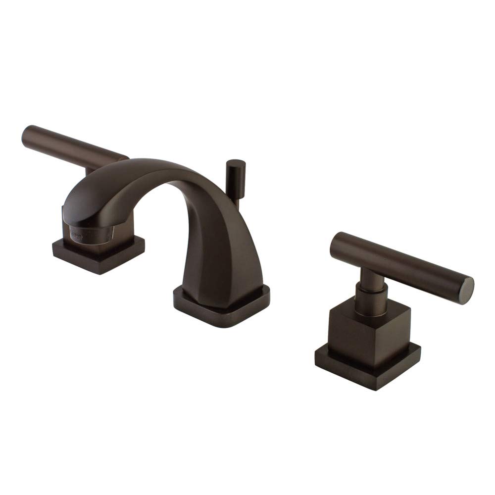 Kingston Brass KS4945CQL Claremont Mini Widespread Bathroom Faucet with Brass Pop-Up Drain, Oil Rubbed Bronze Finish - Perfect for Powder Rooms & Guest Bathrooms