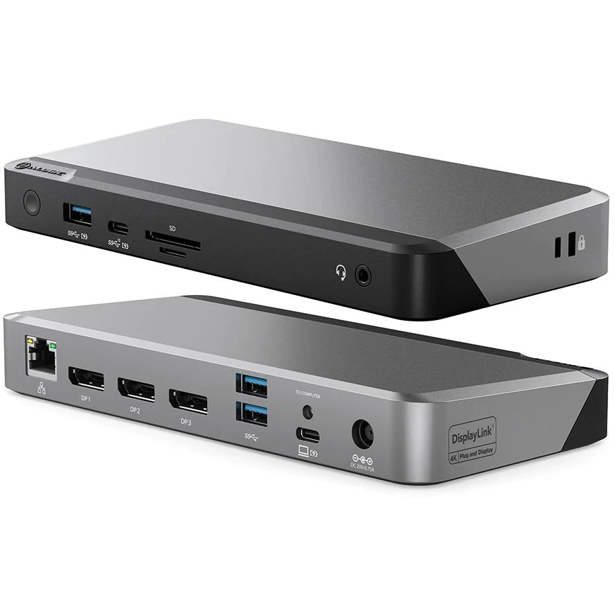 ALOGIC Triple 4K Display Universal Docking Station DX3 - 100W Power Delivery for Laptop Charging, 3x DisplayPort 4K 60Hz Support - Ideal for Home Office, Gaming & Multi-Monitor Workstations