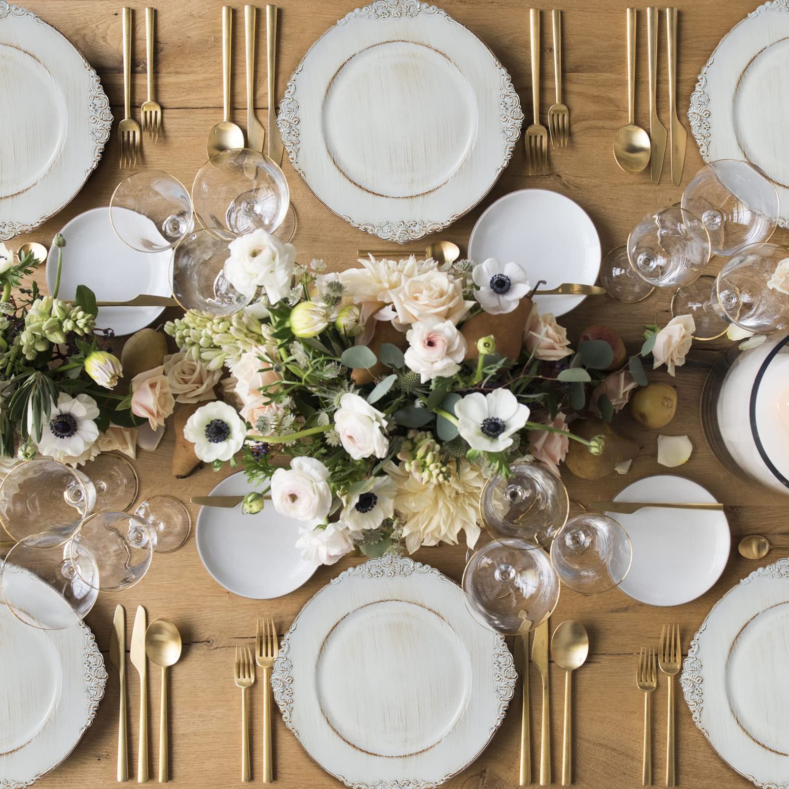 MAONAME Antique White Charger Plates Set of 12 - 13