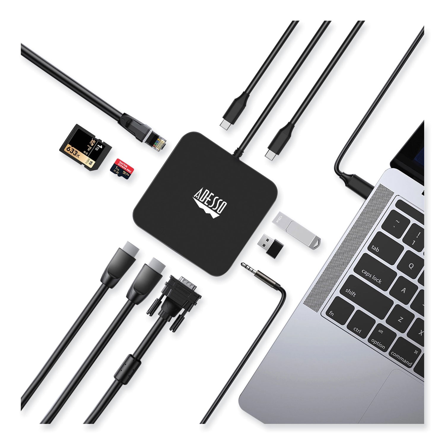Adesso 11-in-1 USB C Docking Station with HDMI, Ethernet, USB Ports - TAA Compliant Multi-Port Hub for Laptop & MacBook - Perfect for Home Office, Remote Work & Business Travel (Black)