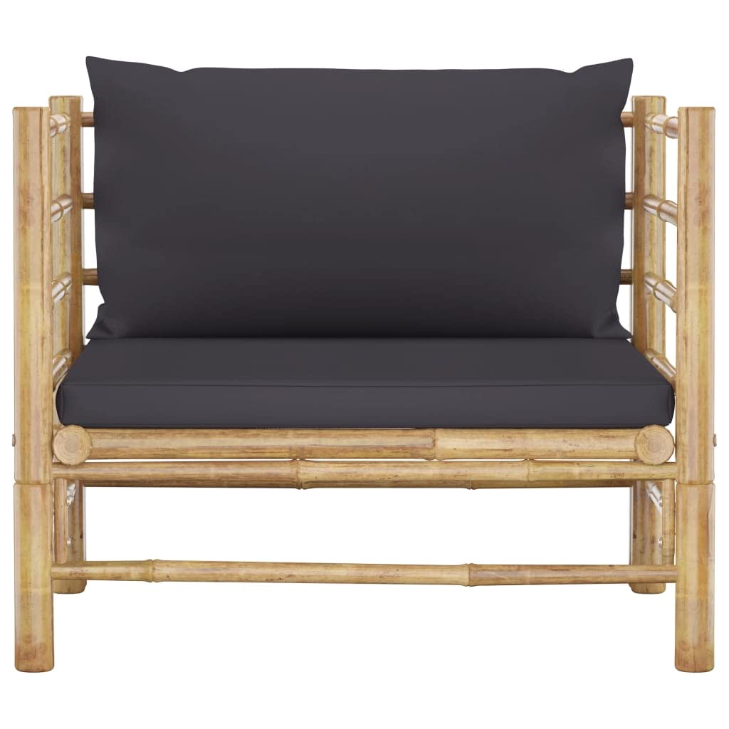 vidaXL Outdoor Bamboo Patio Sofa Set with Dark Gray Cushions - Lightweight Modular Garden Furniture for Terrace, Deck & Backyard | Perfect for Lounging, Entertaining & Relaxing in Your Outdoor Space