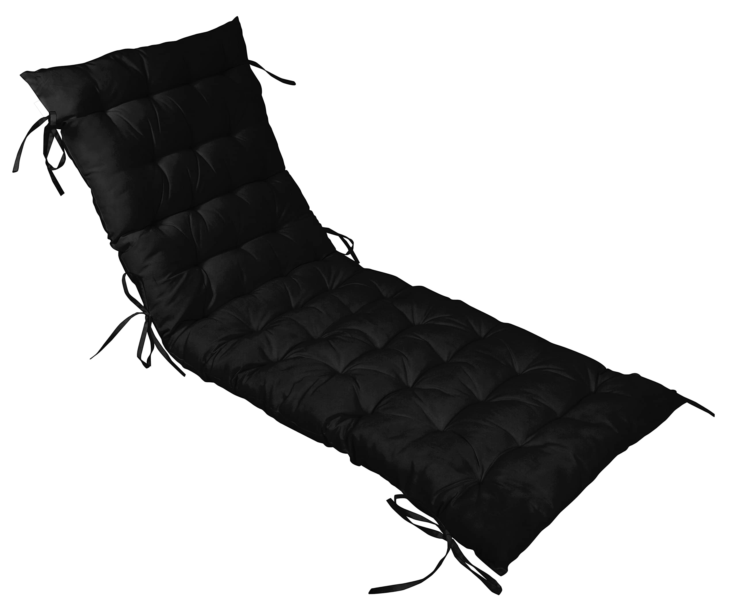 Quilted Thick Padded Rocking Chair Cushion with Ties - 74 x 23 Inch Recliner & Chaise Lounge Seat Cushion - Waterproof Outdoor Garden Bench Cushion for Patio, Deck & Terrace (Black) - Perfect for Relaxing in Rocking Chairs, Recliners & Outdoor Furniture
