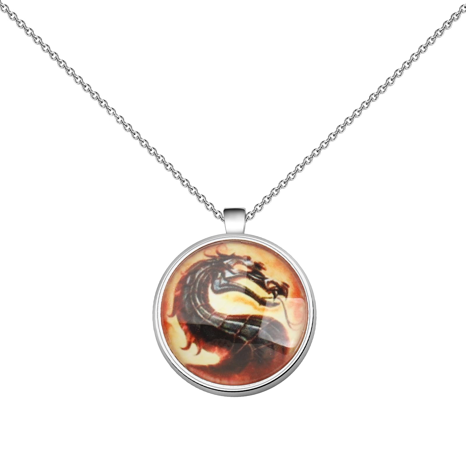 SEIRAA Ancient Dragon Pendant Necklace - Fantasy Game Jewelry for Cosplay, Gifts for Gamers & Movie Fans - Perfect for Gaming Events, Cosplay Costumes & Fantasy Themed Parties