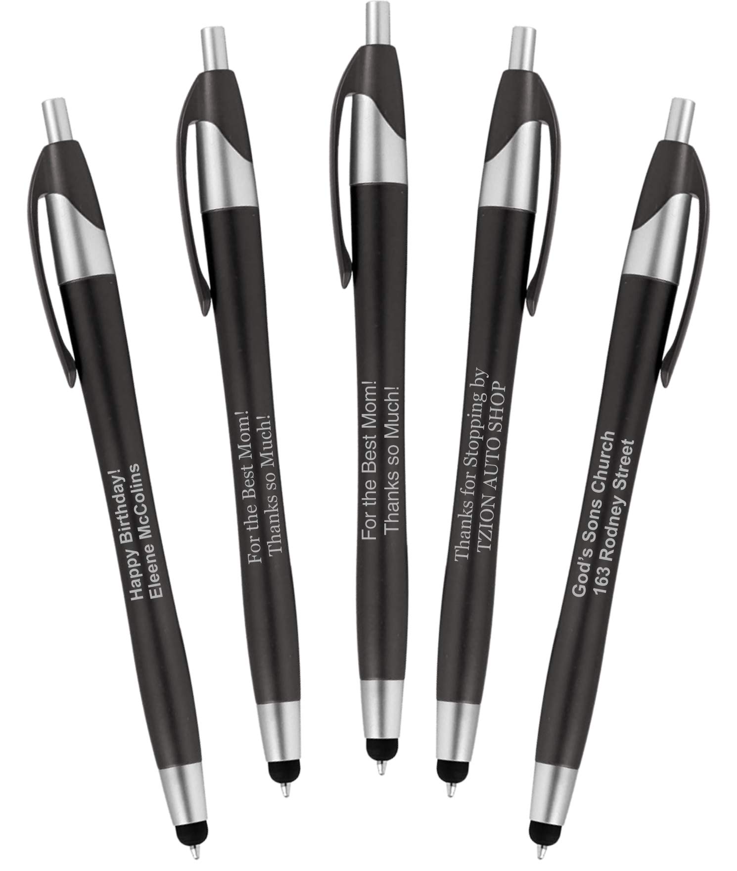 Custom Printed Ballpoint Pens with Logo & Text - Personalized Writing Ink Pens for Business Promotions, Bulk Pack of 150 Black Barrels - Works with Android, iPhone, iPad - Perfect for Corporate Gifts, Trade Shows & Office Supplies