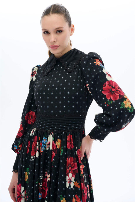 Elegant Floral Print Maxi Dress with Stylish Shirt Collar - Perfect for Summer Weddings, Beach Vacations & Casual Outings