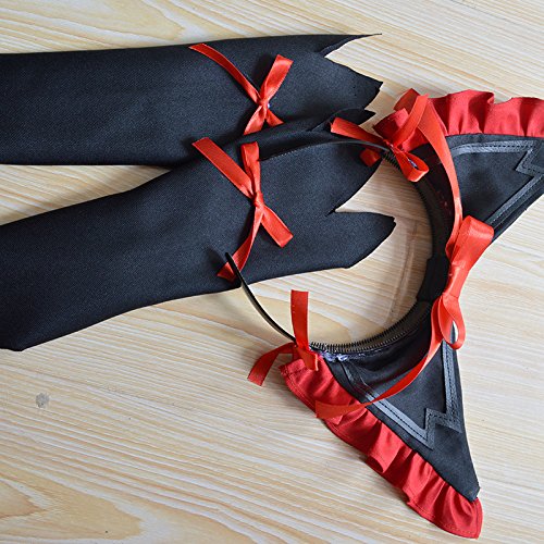 Rory Mercury Cosplay Costume - Black & Red Gothic Lolita Dress with Gloves & Stockings for Anime Convention, Halloween, Cosplay Events