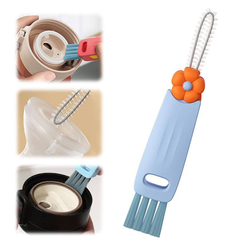 2024 New 3-in-1 Multifunctional Cleaning Brush Set - Baby Bottle Gap Cleaner, Cup Lid Scrubber & Tight Space Brush | Portable Dishwashing Tool for Kitchen, Travel & Baby Care Essentials