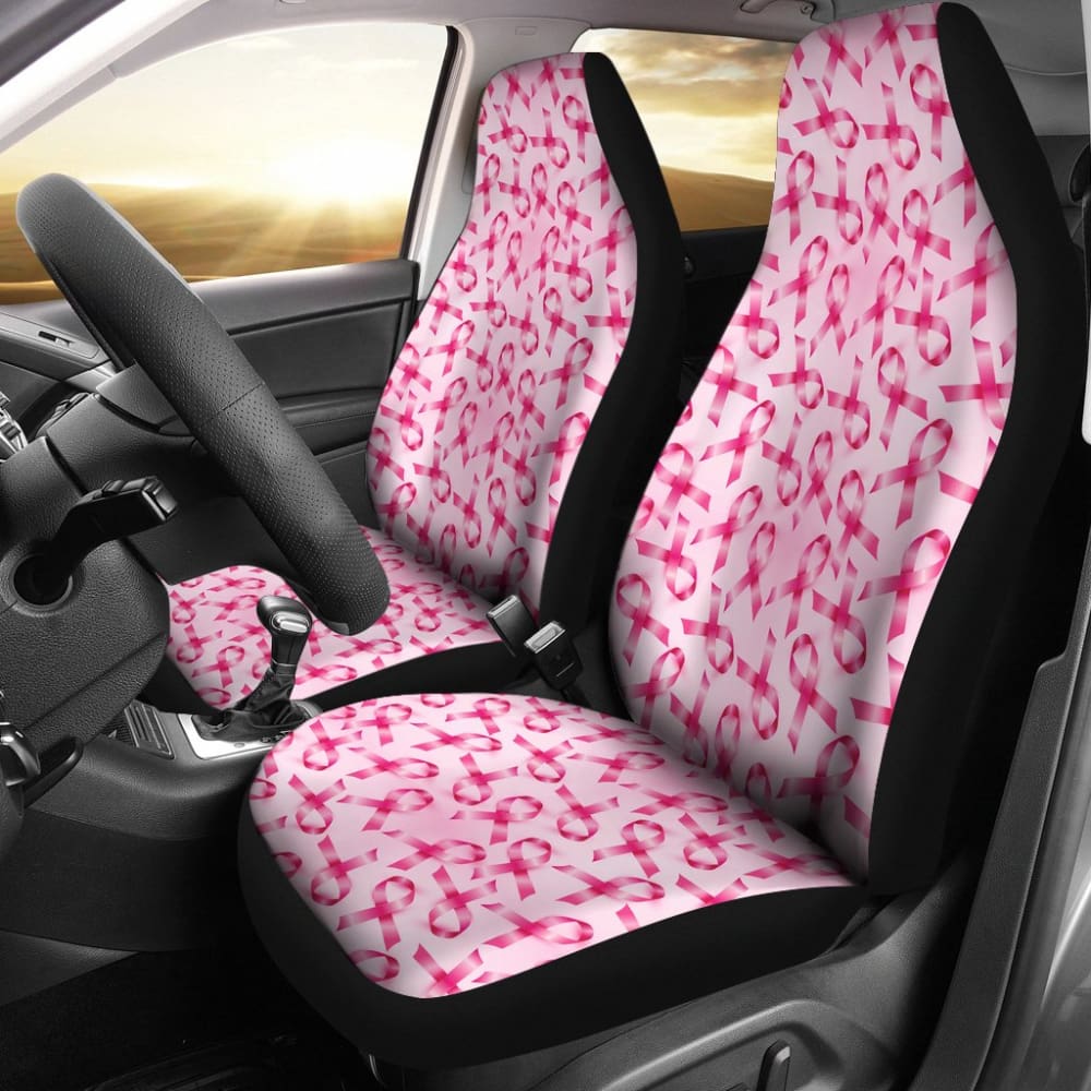 Breast Cancer Awareness Car Seat Covers - Pink Ribbon Design for Cars, SUVs & Trucks - Comfortable & Supportive Auto Accessories for Women Drivers (Use for Daily Commute, Road Trips & Cancer Awareness Events)