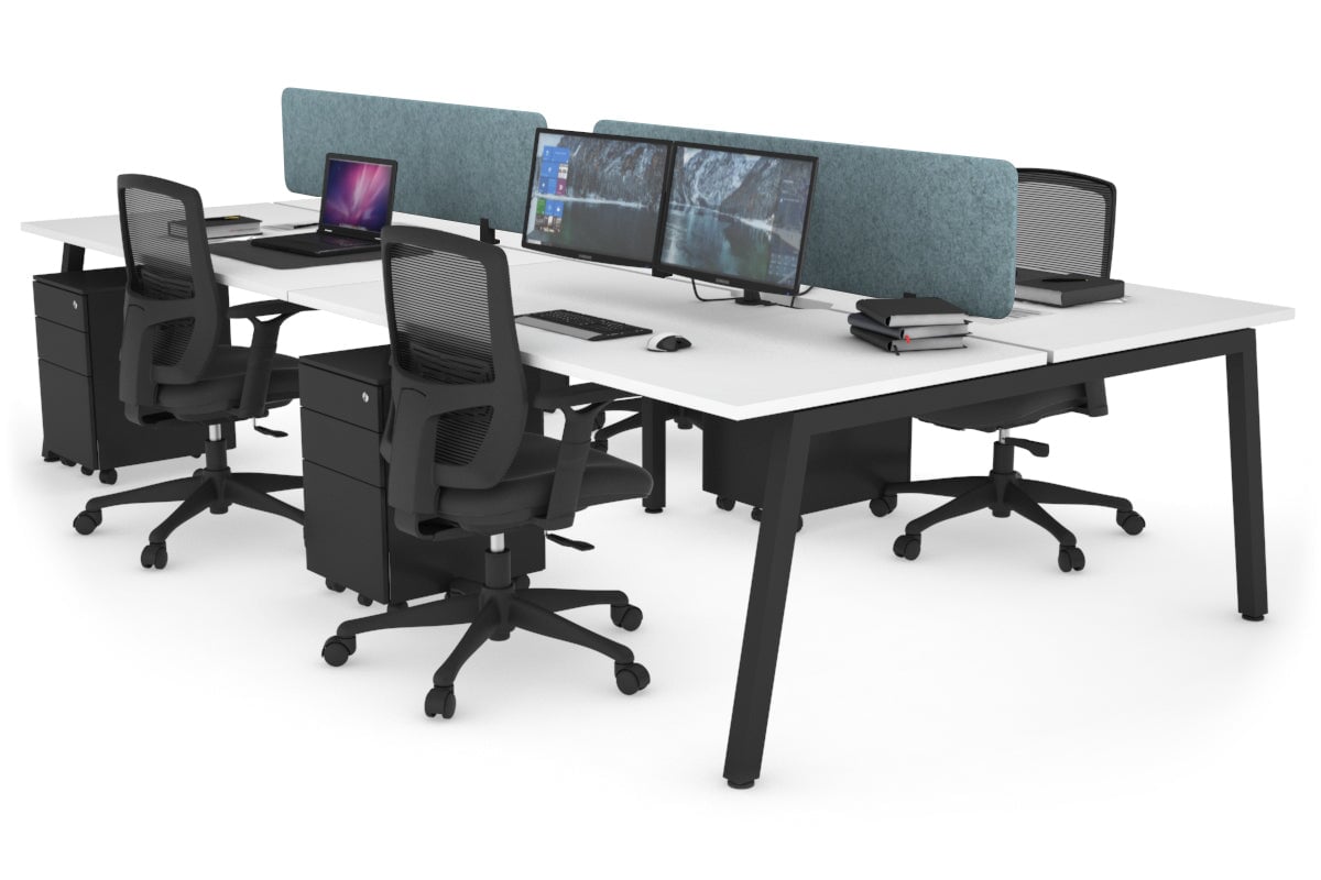 Quadro 4-Person Office Workstation Desk - 1800L x 700W Dimensions - Perfect for Team Collaboration & Open Office Spaces