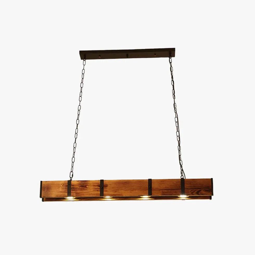 Vintage Rectangular Wooden Pendant Light - Farmhouse Dining Room Chandelier for Kitchen Island, Breakfast Nook & Rustic Home Decor