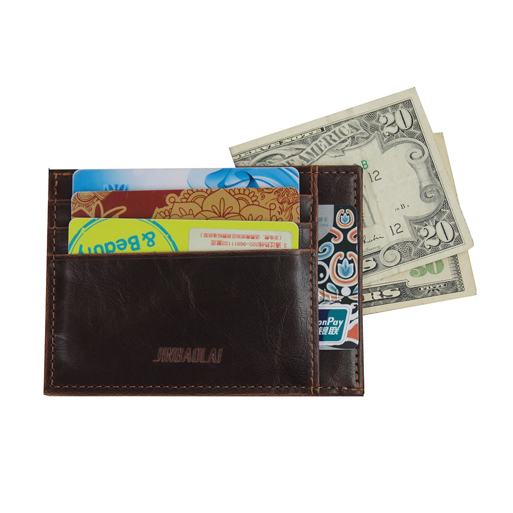 Men's Slim Leather Front Pocket Wallet - RFID Blocking Credit Card Holder & ID Case (Brown) - Perfect for Travel, Business & Everyday Use