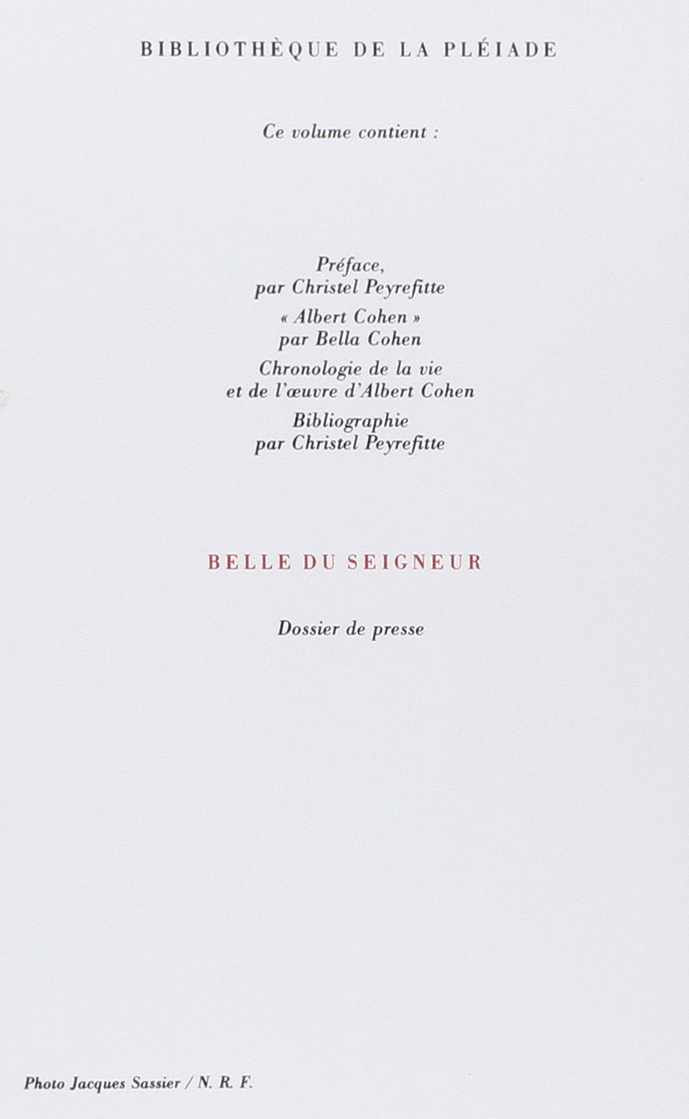 Belle du Seigneur - French Edition | Bibliotheque de la Pleiade Collection | Classic Literature for Book Collectors & French Literature Enthusiasts