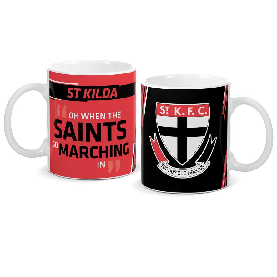 Official AFL St Kilda Saints Coffee Mug - Insulated Ceramic Cup with Handle for Hot & Cold Drinks - Perfect for Home, Office or Game Day Fan Gifts