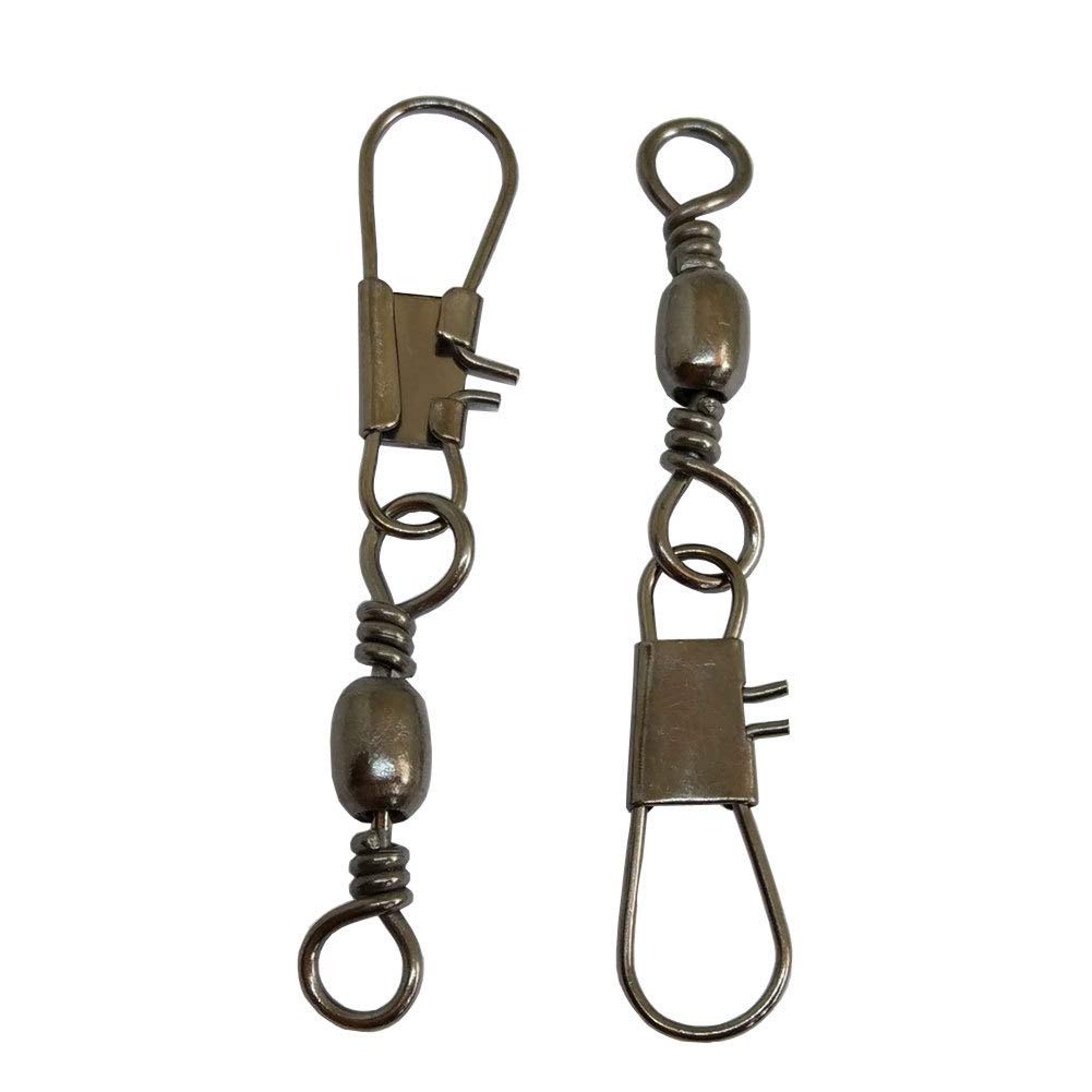 25/50/100 PCS Stainless Steel Fishing Barrel Swivels with Interlock Snap - Corrosion Resistant Saltwater & Freshwater Fishing Gear - Perfect for Bass, Trout, and Carp Fishing
