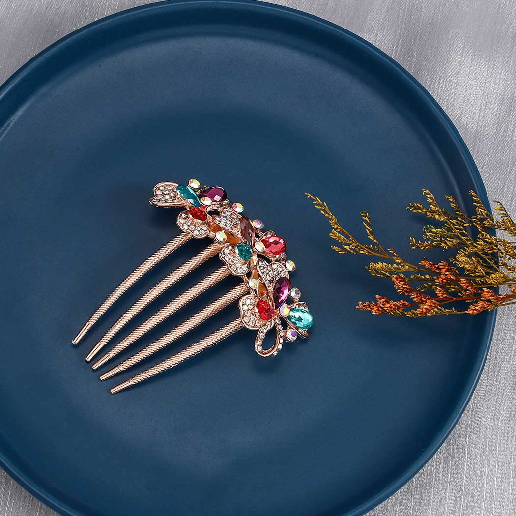 Bohend Rhinestone Hair Comb - Crystal Bridal Hair Accessories for Women & Girls (Multicolor) | Wedding, Prom, Party & Special Occasion Hairstyle Enhancer