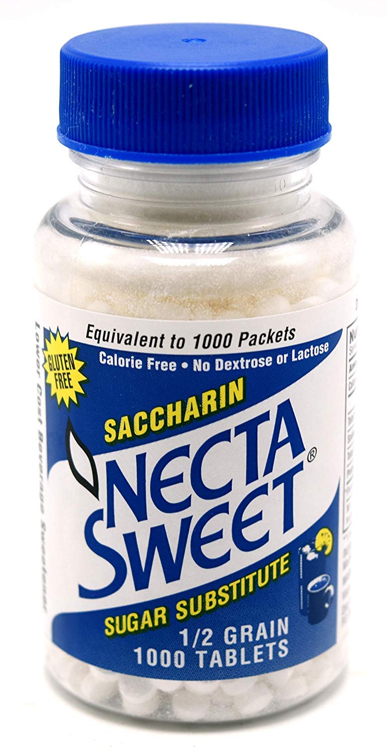 Necta Sweet Saccharin Tablets - 1/2 Grain (1000 Tablets per Bottle) - Pack of 15 | Sugar Substitute for Coffee, Tea & Baking | Keto & Diabetic Friendly Sweetener