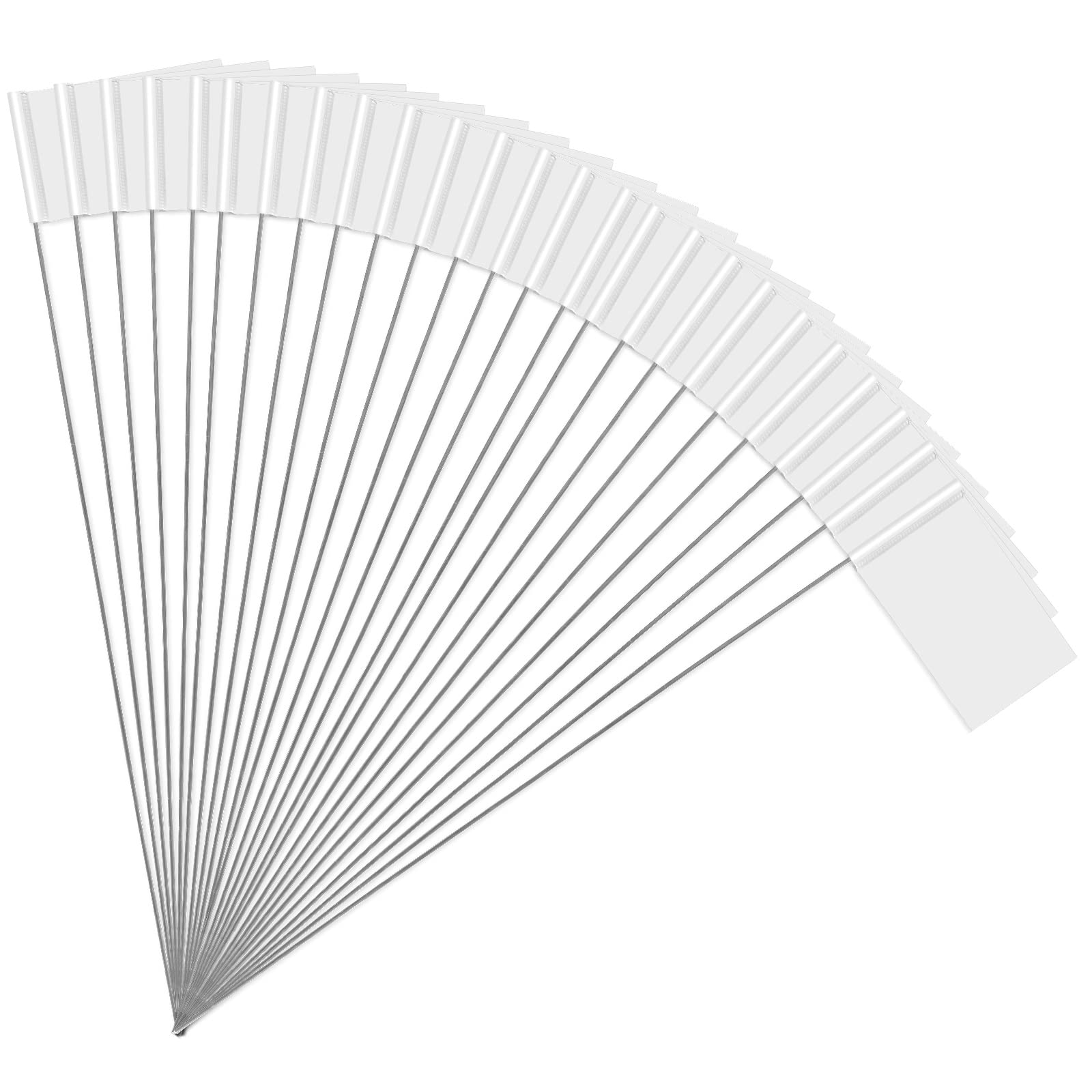 50pcs 2x3 Inch White Vinyl Marking Flags with Steel Poles - Durable Lawn Yard Markers for Underground Utilities, Sprinklers, Sewers, Landscaping, Surveying & Pet Boundaries - Perfect for Construction, Gardening & Property Marking
