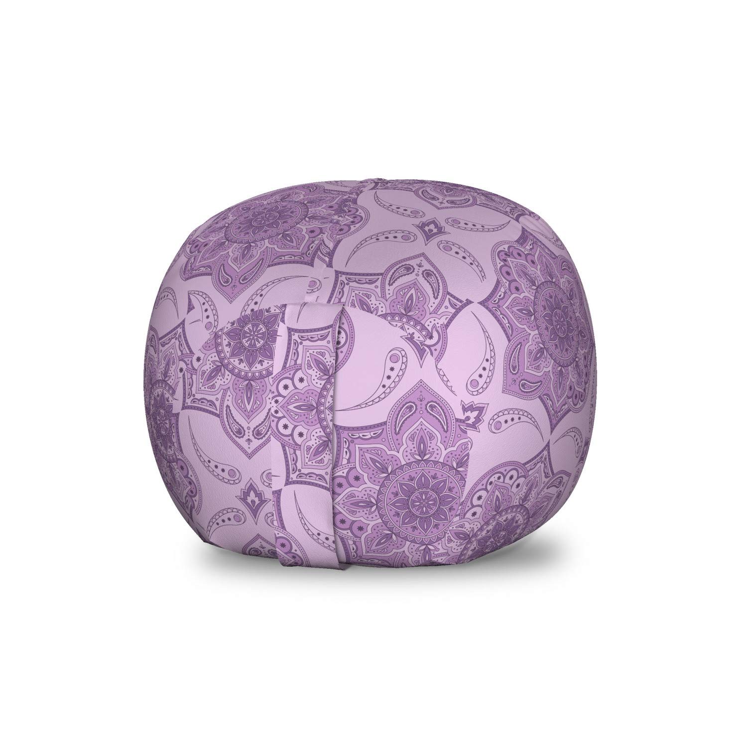 Ambesonne Oriental Toy Storage Bag Chair - Monochrome Folkloric Design Stuffed Animal Organizer, Washable Small Size in Pastel Purple Mauve | Perfect for Kids' Room, Nursery, and Playroom Organization