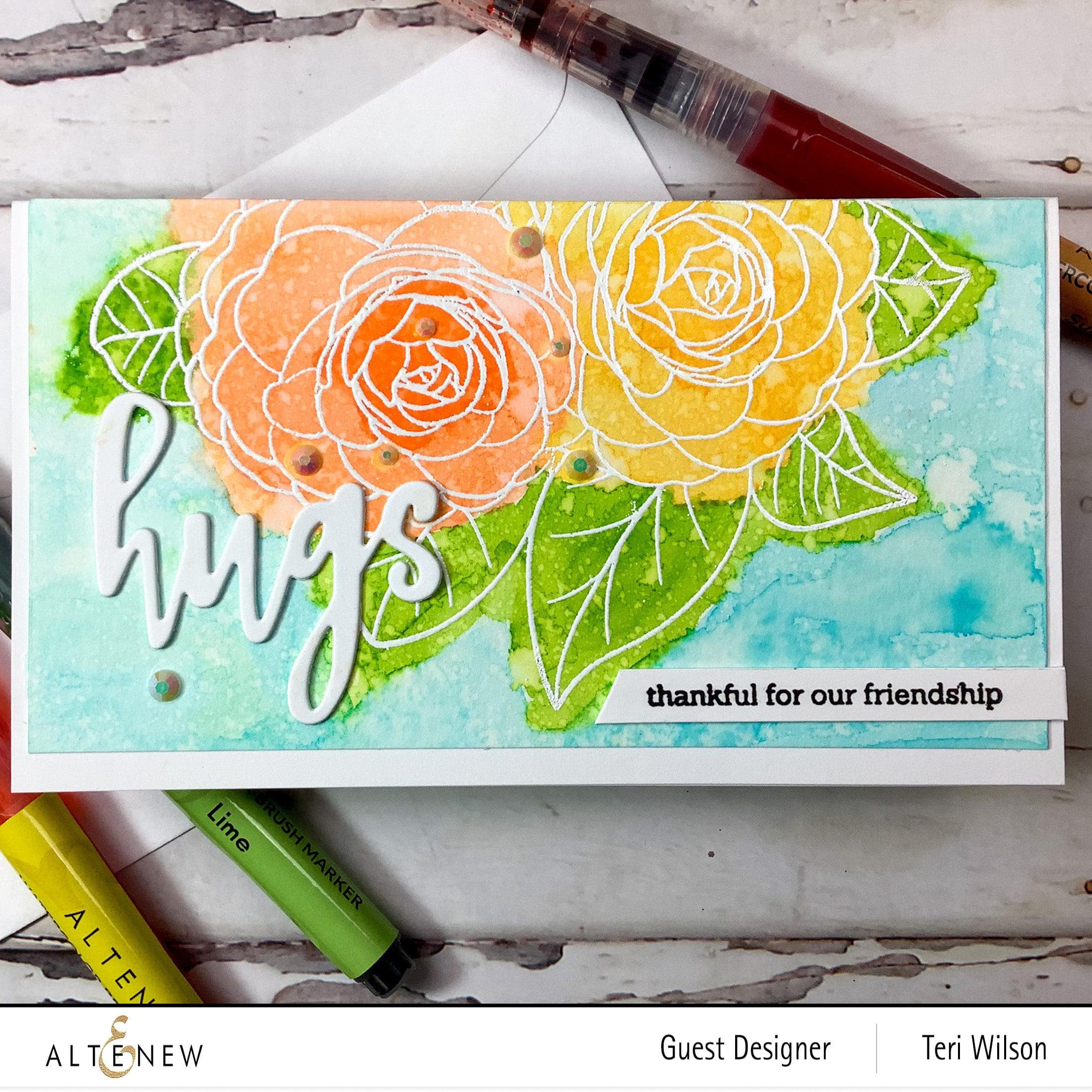 Camellia Waterhouse Outline Stamp Set for Painting Flowers - DIY Floral Art, Scrapbooking & Card Making
